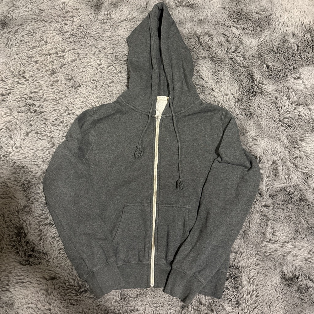 Brandy Melville Charcoal Zip-Up Hoodie